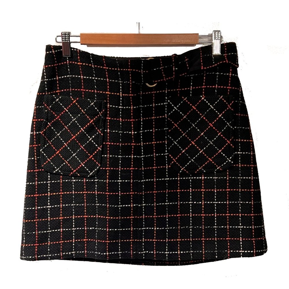 Anna Sui plaid skirt size 8 - black
